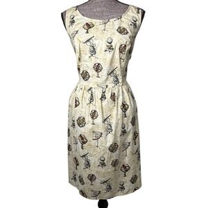 Retrolicious Dress Womens 1X White Astronomy Print Fit & Flare Pockets Science